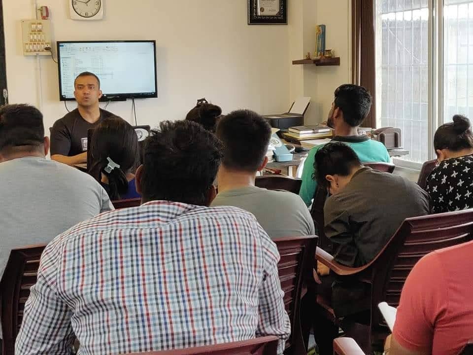 Students learning fitness techniques